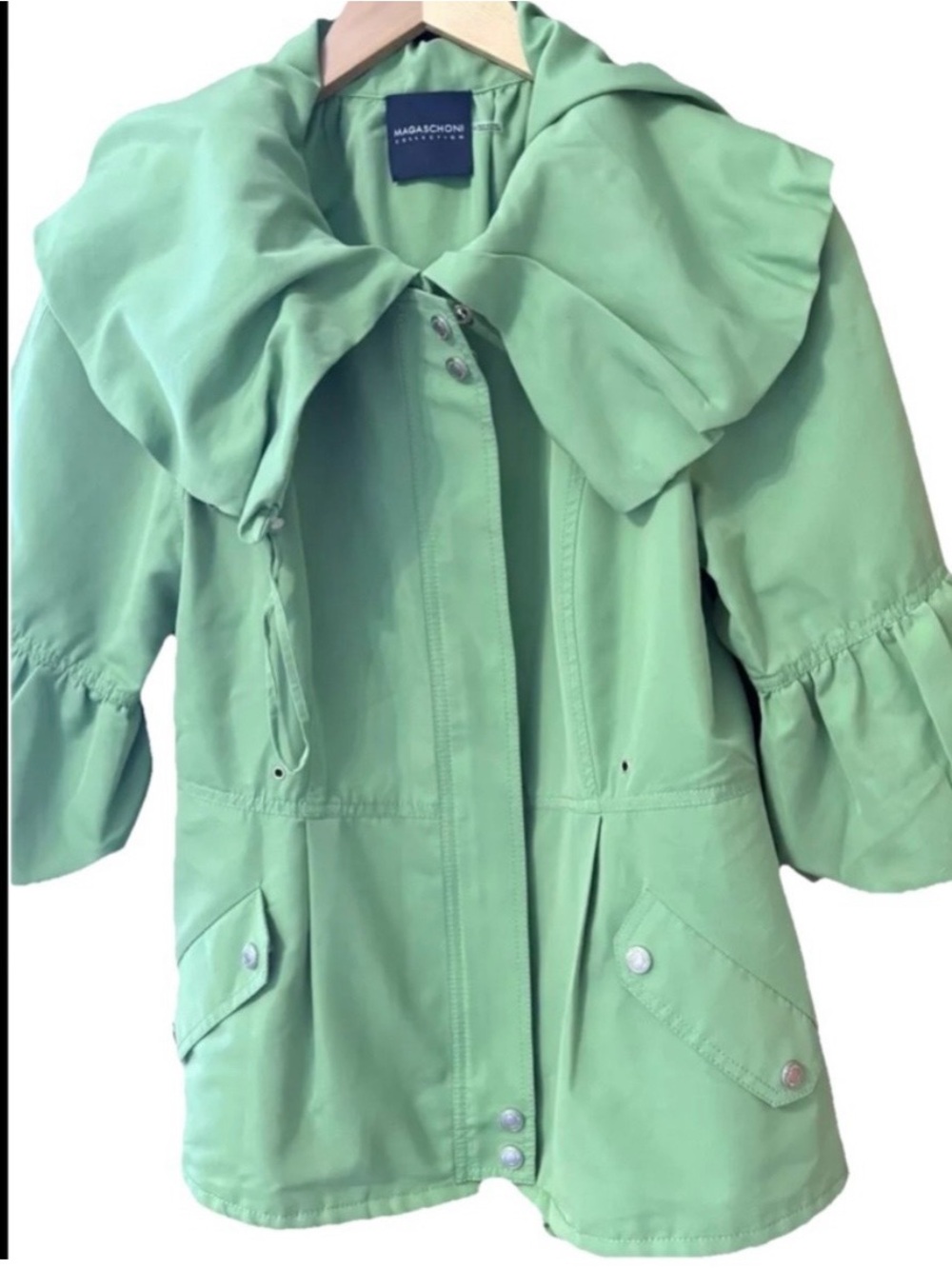 Magaschoni Collection Green 3/4 sleeve Zip-Up Jacket